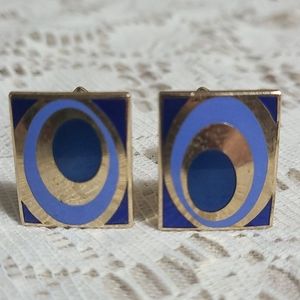 Blue Geometric Cufflinks